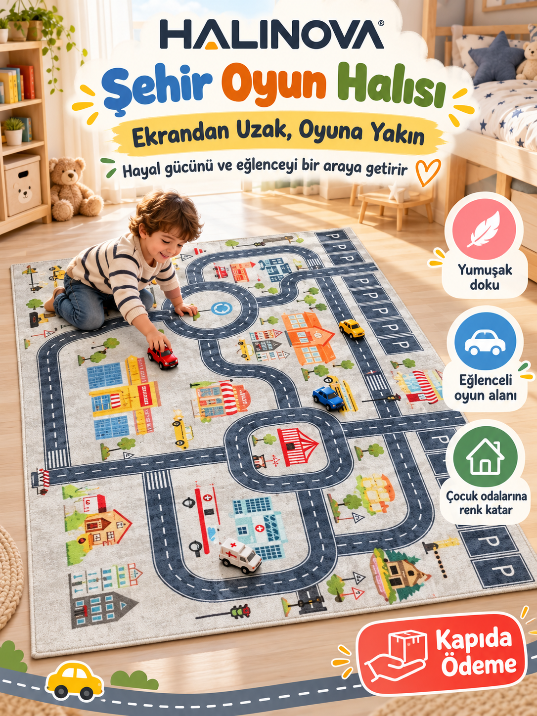 HALINOVA Şehir Macerası Çocuk Oyun Halısı