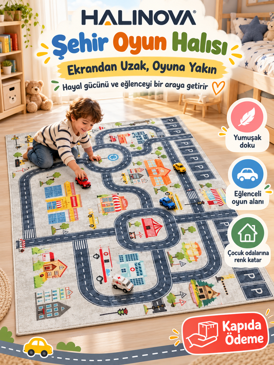 HALINOVA Şehir Macerası Çocuk Oyun Halısı