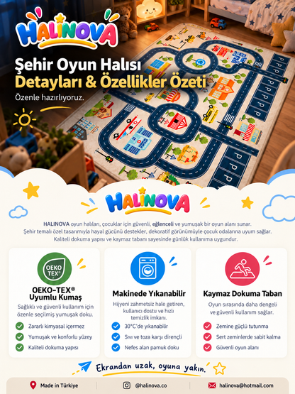 HALINOVA | Uzay Macerası Seksek Oyun Halısı